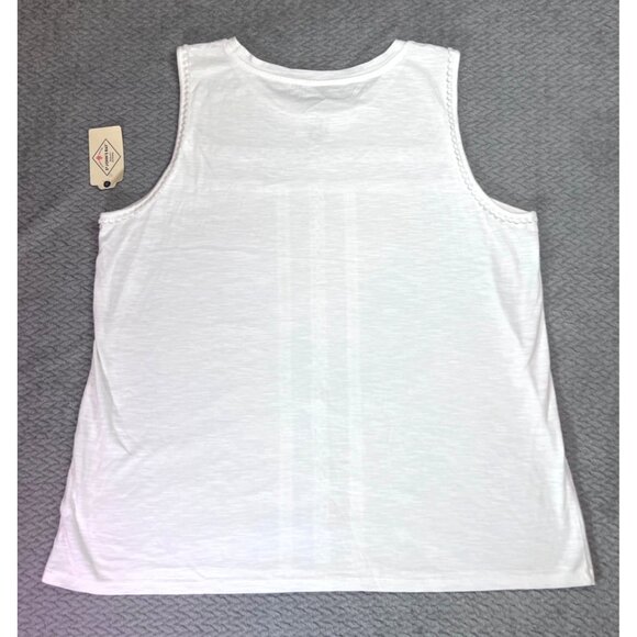 Womens St. Johns Bay White Sleeveless Minimal Cotton Top With Lace Detail - XL - Picture 2 of 6